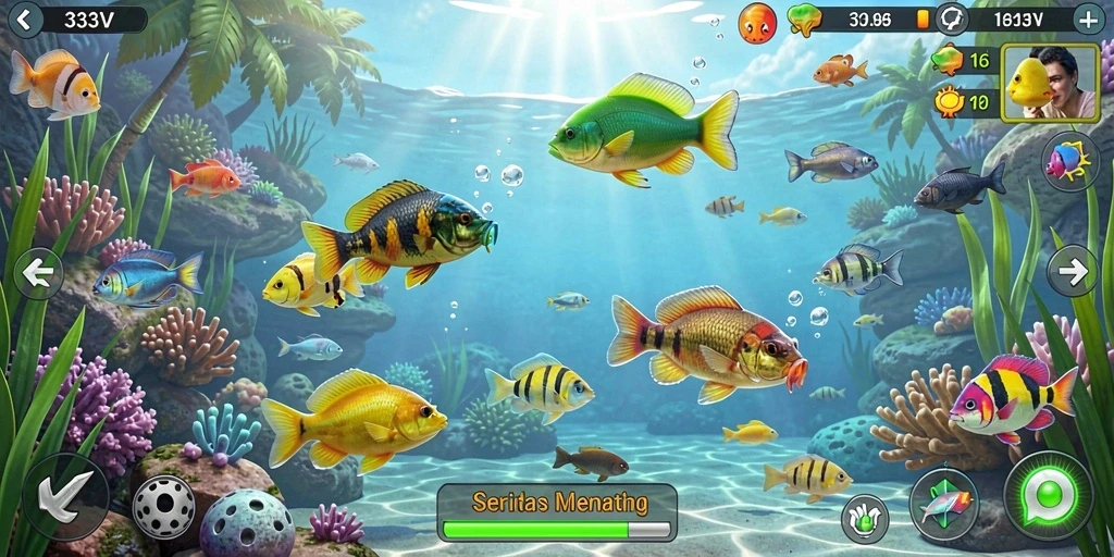 Tangkapan ikan yang memukau dalam gameplay 333V.
