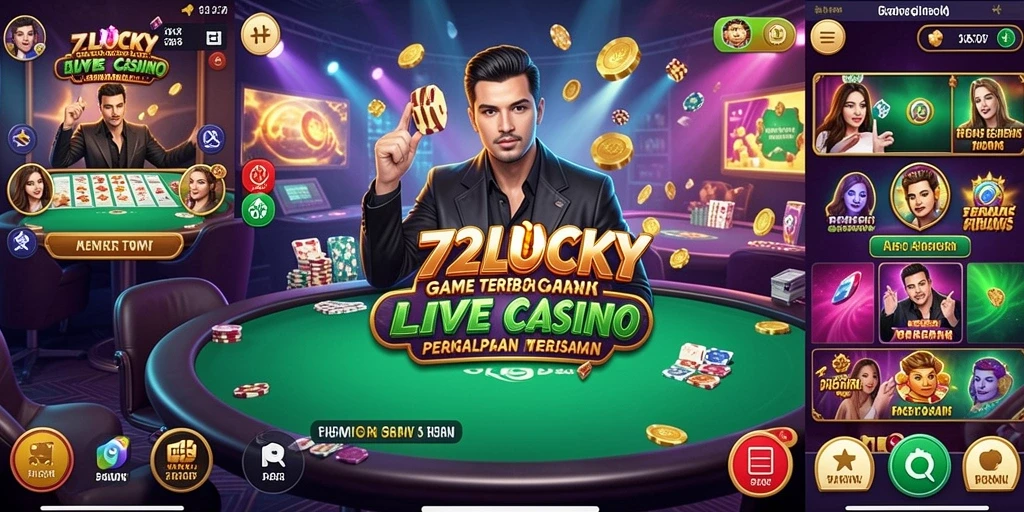 Screenshot 72LUCKY menampilkan dealer langsung di meja permainan Live Casino.