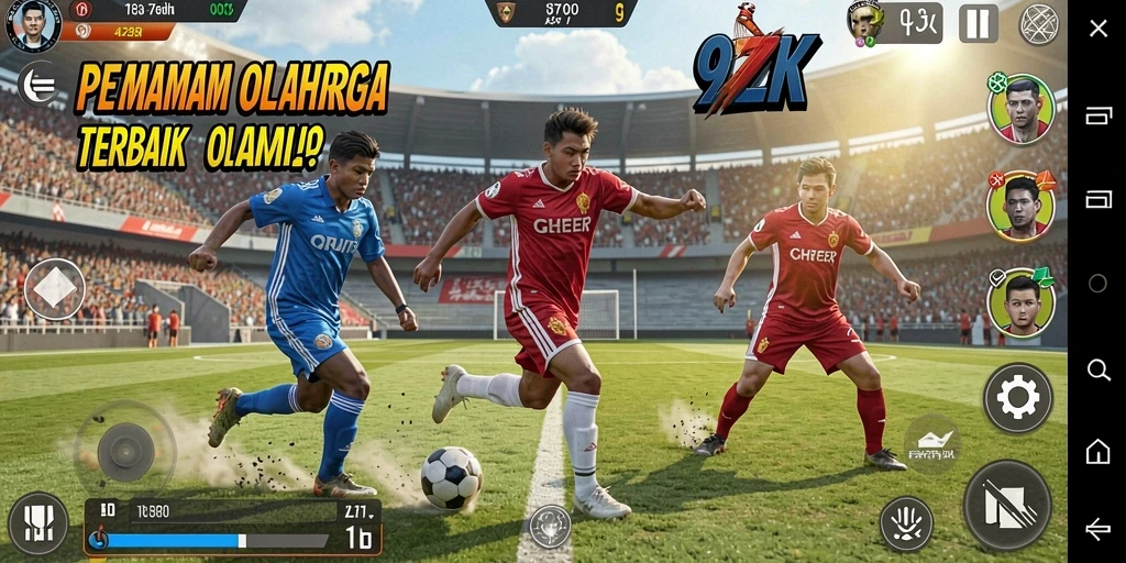Screenshot gameplay 9ZK menampilkan aksi olahraga yang mendebarkan.