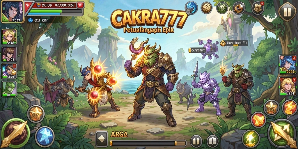 Screenshot gameplay CAKRA777 yang menunjukkan aksi RPG yang mendebarkan.