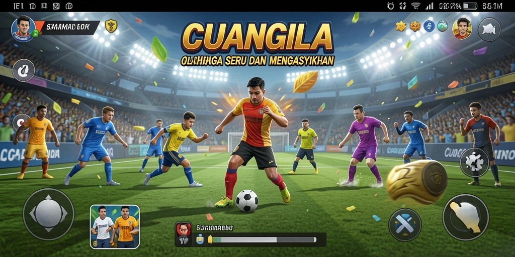 Tangkapan layar CUANGILA menampilkan aksi seru pertandingan olahraga.