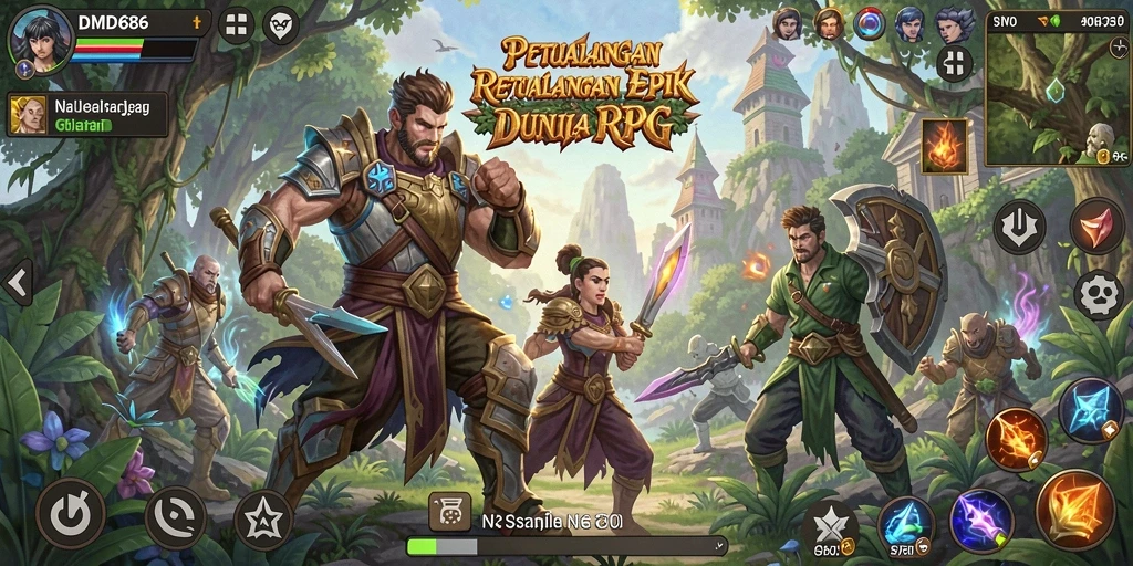 Screenshot gameplay DMD686 menampilkan pertempuran epik dan karakter yang kuat.