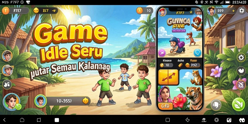 Tampilan gameplay F7F7 yang menarik dengan karakter menarik sedang beraksi.