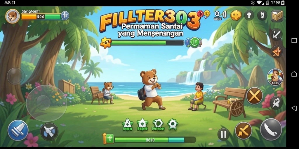 Tampilan gameplay FILTER303 yang penuh warna dan menghibur.