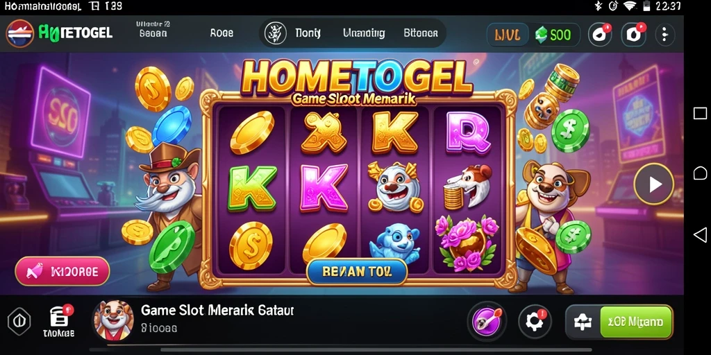 Screenshot gameplay HOMETOGEL menampilkan tema Slot yang menarik.