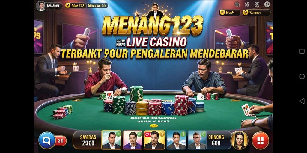 Screenshot MENANG123 menunjukkan dealer langsung dalam aksi permainan Live Casino.