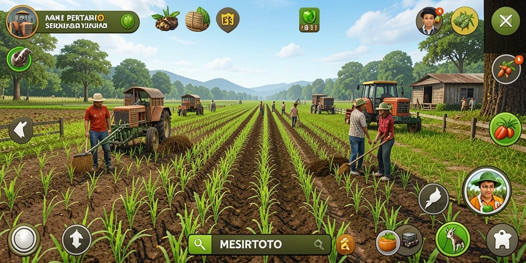 Tampilan gameplay MESIRTOTO yang seru dengan ladang subur.