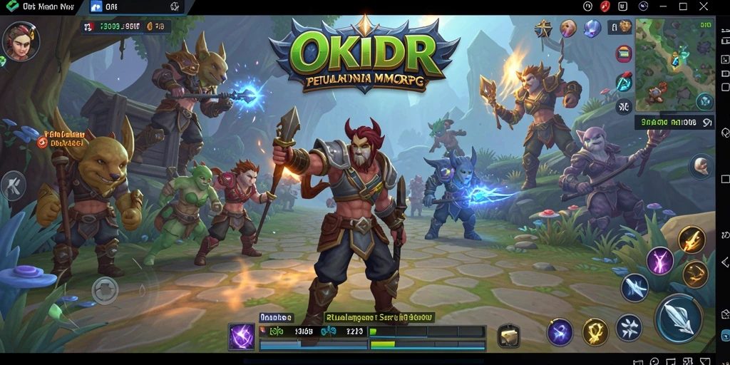 Screenshot gameplay OKIDR yang menampilkan aksi epik di medan pertempuran MMORPG.