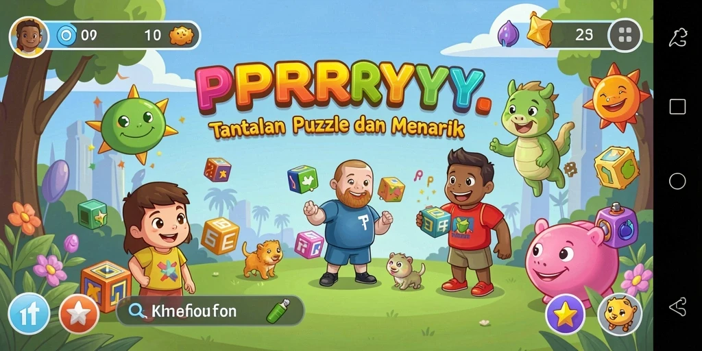 Tampilan gameplay PPRRYY yang penuh warna dan dinamis.