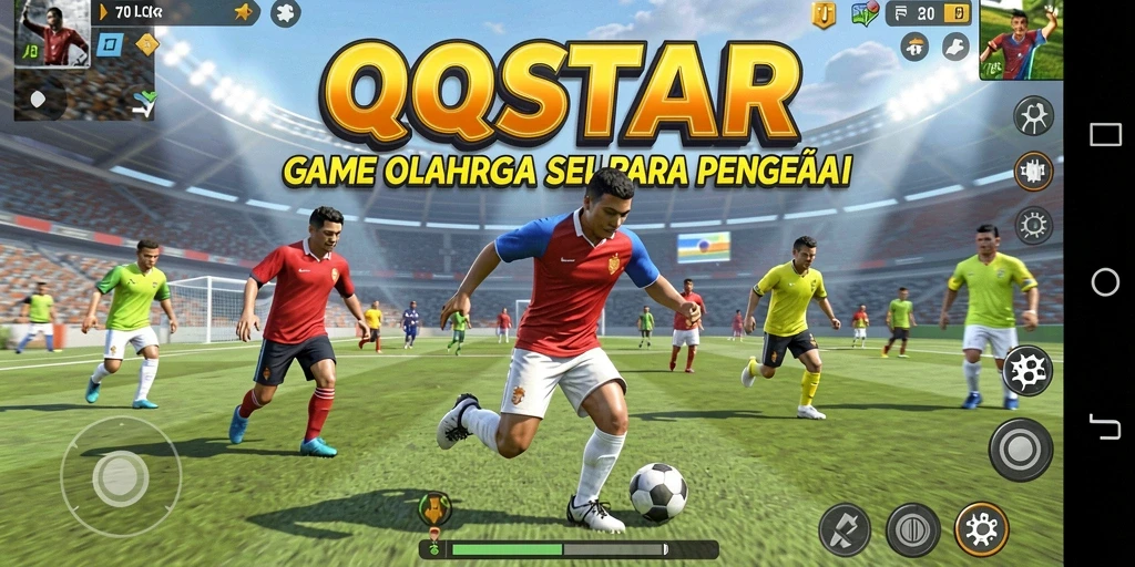 Screenshot utama dari gameplay seru QQSTAR yang menampilkan pertandingan olahraga.
