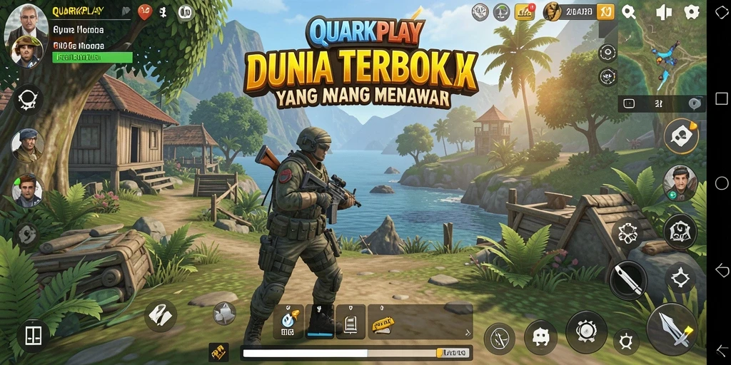 Tangkapan layar gameplay QUARKPLAY yang menampilkan eksplorasi dunia terbuka.