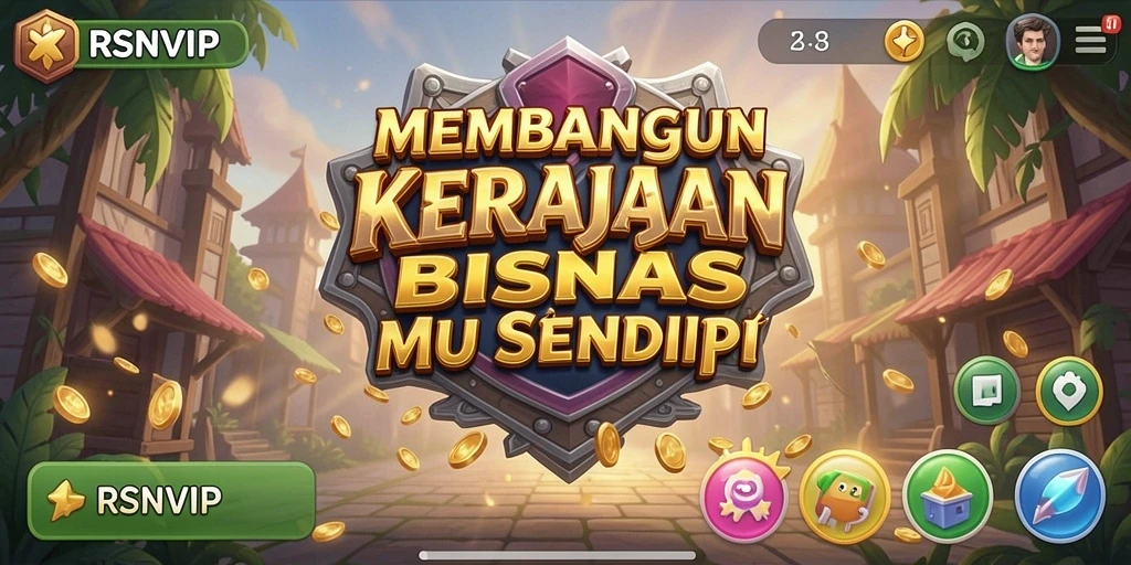 Screenshot gameplay RSNVIP menampilkan suasana bisnis yang dinamis.