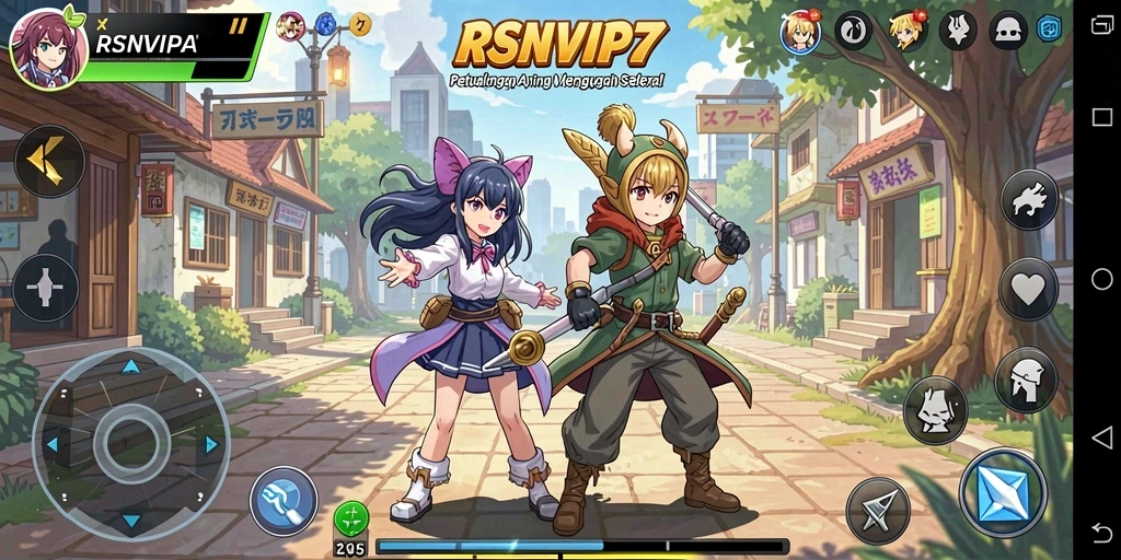 Tangkapan layar RSNVIP7 menampilkan karakter anime dalam aksi yang mendebarkan.