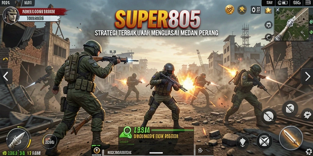 Tampilan dinamis gameplay strategi SUPER805 dengan pertempuran yang mendebarkan.