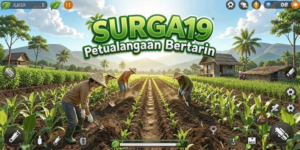 Gameplay SURGA19 yang menarik dengan aktivitas bertani.