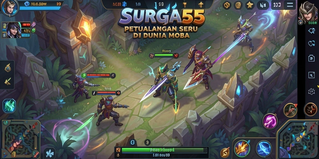 Tangkapan layar SURGA55 memperlihatkan aksi seru pertandingan MOBA.