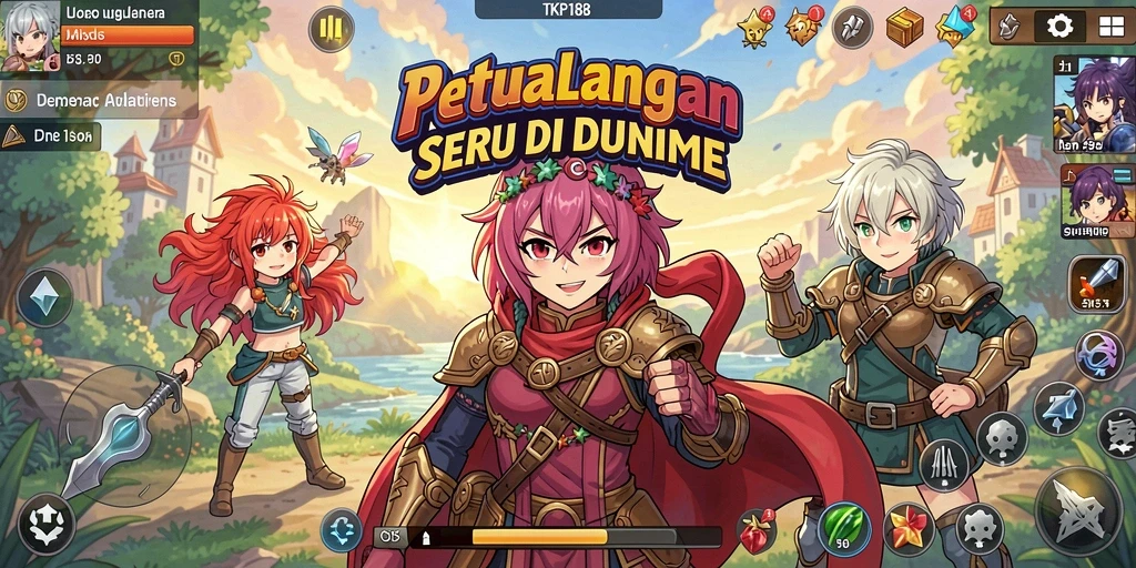 Tampilan gameplay yang penuh aksi dan karakter Anime menarik.