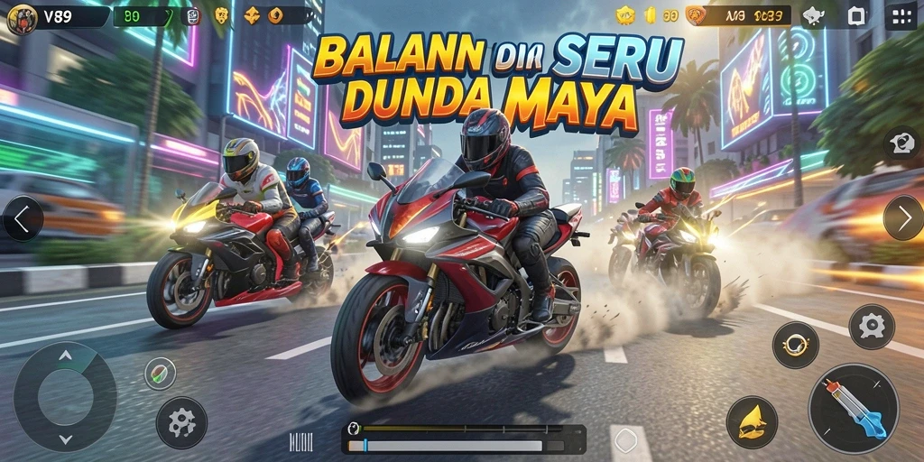 Gameplay seru di V89 dengan balapan motor yang menegangkan.