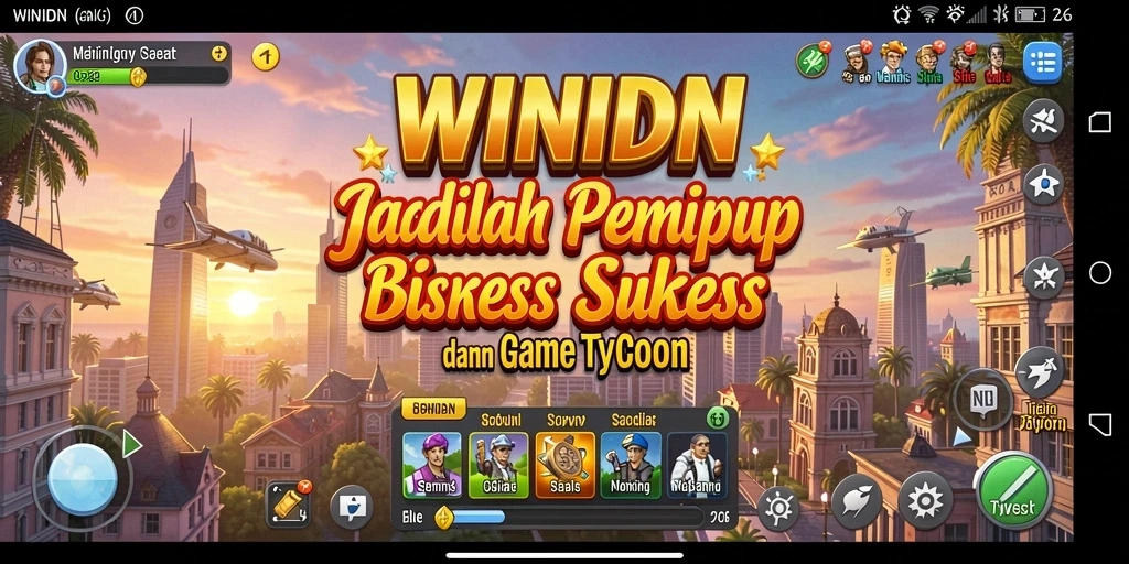 Tampilan gameplay menarik dari WINIDN saat mengelola bisnis Tycoon.
